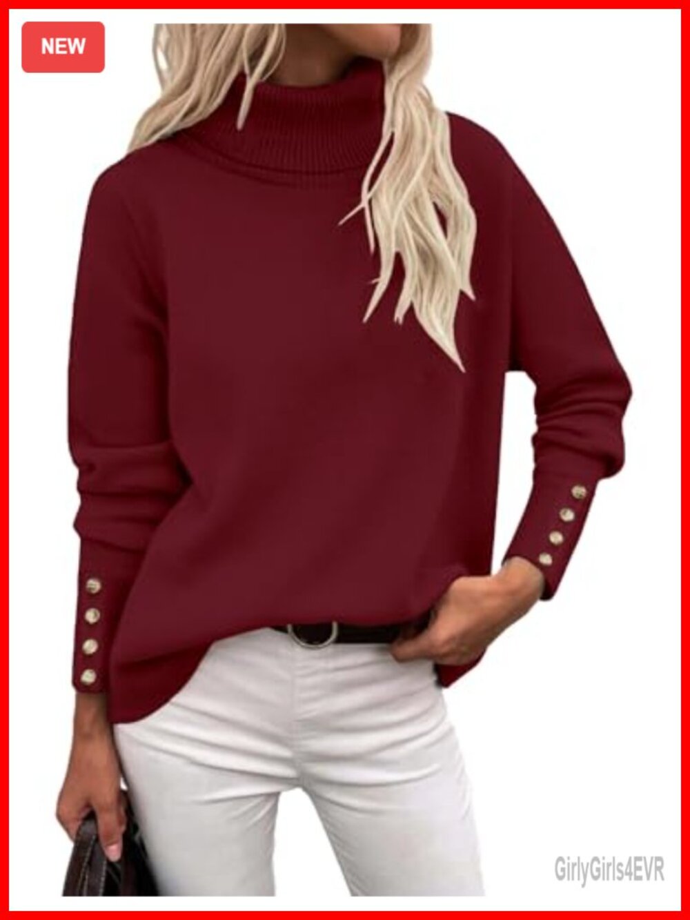 Women's Turtleneck Pullover Sweater Soft Knit Long Sleeve Winter Top